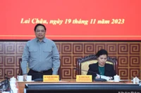 Thủ tướng Phạm Minh Chính chủ trì buổi làm việc với Ban Thường vụ Tỉnh uỷ Lai Châu. (Ảnh: TRẦN HẢI)