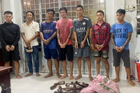 Các đối tượng từ trái qua phải: Hậu, Lợi, Tài, Nghĩa, Măn, Hào, Đồ.
