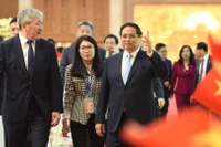 Thủ tướng Phạm Minh Chính và Thủ tướng Kyrgyzstan Adylbek Kasymaliev đến dự Lễ ký kết văn kiện hợp tác.