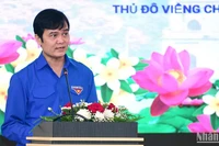 Đồng chí Bùi Quang Huy phát biểu tại Lễ khai mạc chương trình "Gặp gỡ hữu nghị thanh niên Việt Nam-Lào năm 2023". (Ảnh: Trịnh Dũng)
