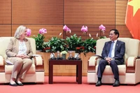 Phó Thủ tướng Chính phủ, Bộ trưởng Ngoại giao Bùi Thanh Sơn tiếp Quốc vụ khanh Bộ Ngoại giao Đan Mạch Lina Hansen. (Ảnh: VGP)