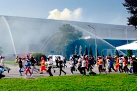 Buổi diễn tập huy động nhiều lực lượng tham gia.