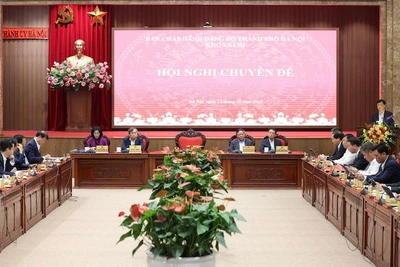Hội nghị chuyên đề của Ban Chấp hành Đảng bộ thành phố Hà Nội sáng 13/12. (Ảnh: Viết Thành)