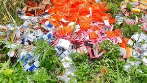Thực phẩm chức năng bị đổ bỏ ở ngoại ô Thành phố Hồ Chí Minh. (Ảnh: CTV)