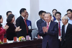 Tổng Bí thư Tô Lâm dự Lễ công bố Nghị quyết sáp nhập đơn vị hành chính tại Thành phố Hồ Chí Minh. (Ảnh: TTXVN)