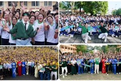 Không khí tập luyện “nóng hơn hết” khi các nghệ sĩ xuất hiện trên sân trường.