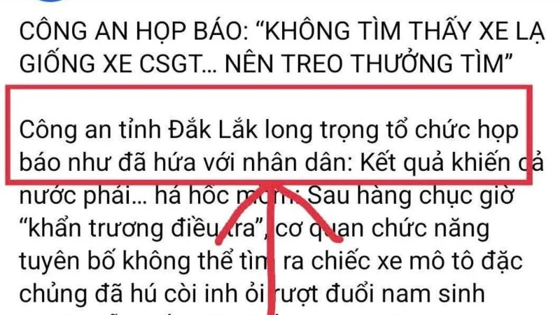 Đắk Lắk cảnh báo tin giả về họp báo vụ tai nạn khiến nam sinh lớp 12 tử vong