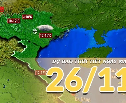 [Video] Dự báo thời tiết đêm nay và ngày mai 26/11/2025: Thời tiết tạnh ráo mở rộng xuống Bắc Trung Bộ