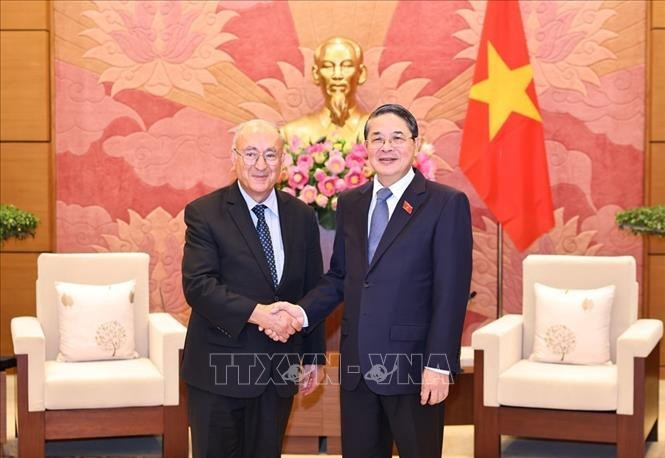 Phó Chủ tịch Quốc hội Nguyễn Đức Hải tiếp Tiến sĩ Kambiz Ghawami, Chủ tịch Tổ chức Hỗ trợ đại học thế giới, Cộng hòa Liên bang Đức (WUS). (Ảnh: TTXVN)