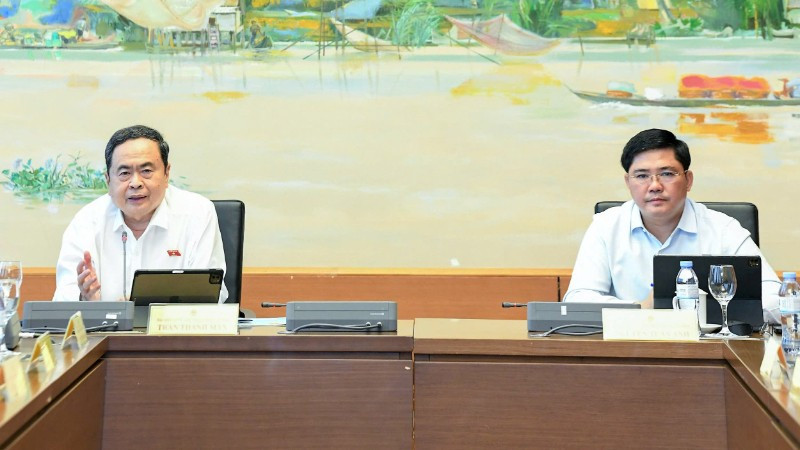 Chủ tịch Quốc hội Trần Thanh Mẫn phát biểu ý kiến thảo luận tại tổ. (Ảnh ĐĂNG ANH)
