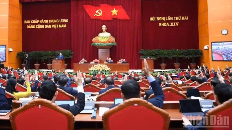 Toàn cảnh phiên bế mạc Hội nghị lần thứ hai Ban Chấp hành Trung ương Đảng Cộng sản Việt Nam khóa XIV. (Ảnh: ĐĂNG KHOA)