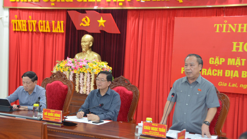 Đồng chí Châu Ngọc Tuấn phát biểu tại Hội nghị giao nhiệm vụ.