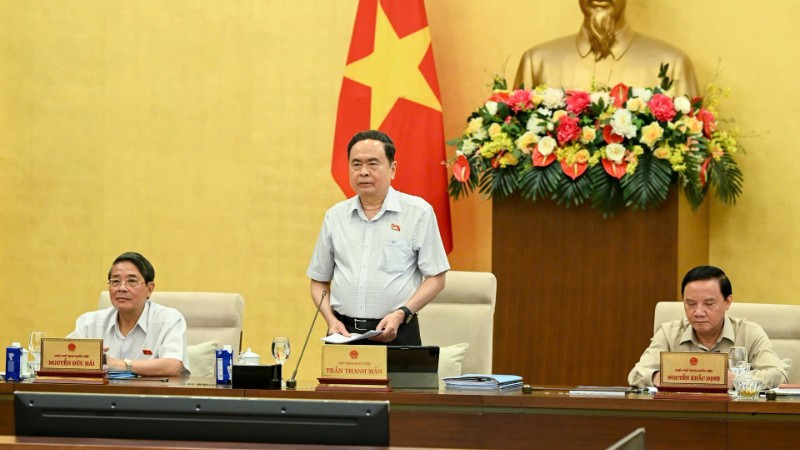 Chủ tịch Quốc hội Trần Thanh Mẫn phát biểu khai mạc phiên họp. (Ảnh DUY LINH)
