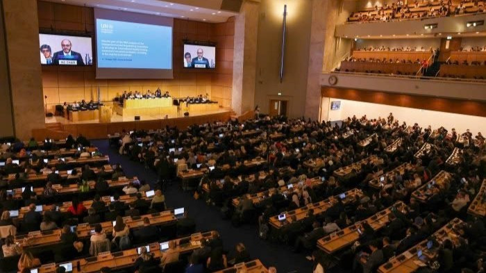 Quang cảnh hội trường diễn ra các cuộc đàm phán tại Geneva, Thụy Sĩ. (Ảnh UNEP)
