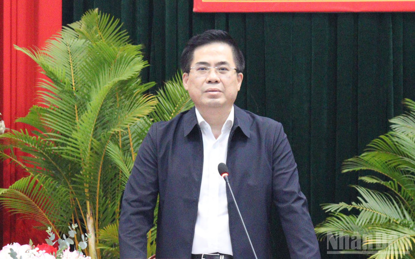 Chủ tịch Ủy ban nhân dân tỉnh Quảng Ngãi Nguyễn Hoàng Giang phát biểu kết luận tại buổi làm việc.