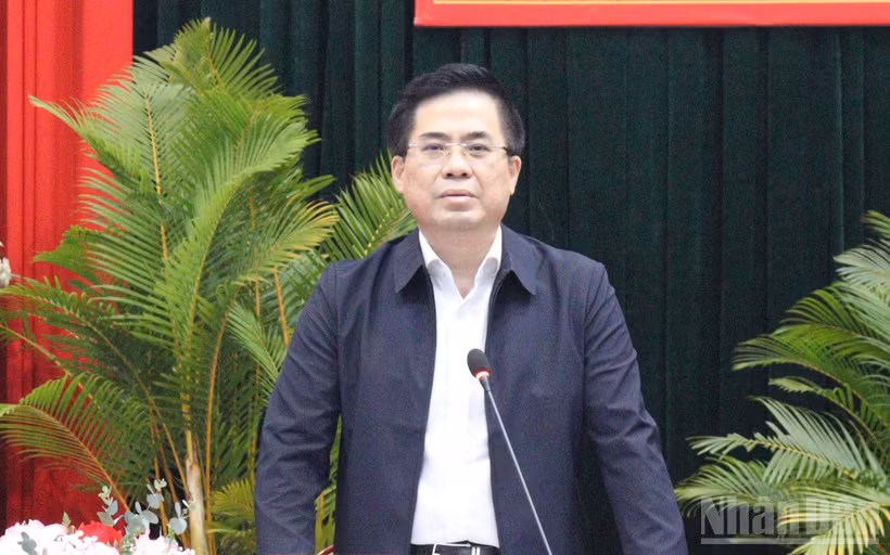 Chủ tịch Ủy ban nhân dân tỉnh Quảng Ngãi Nguyễn Hoàng Giang phát biểu kết luận tại buổi làm việc.