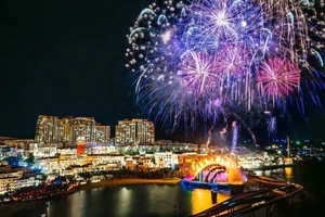 Khung cảnh bầu trời Phú Quốc rực rỡ về đêm. (Ảnh: TTXVN)