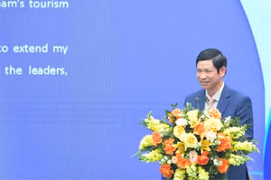 Thứ trưởng Văn hóa, Thể thao và Du lịch Hồ An Phong phát biểu tại Lễ khai mạc Hội chợ Du lịch quốc tế Việt Nam - VITM 2026.