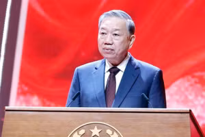 Tổng Bí thư Tô Lâm phát biểu tại Lễ kỷ niệm. (Ảnh: TTXVN)