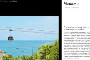 Hình ảnh về cáp treo Hòn Thơm xuất hiện trên The New York Times trong phần giới thiệu về Việt Nam. (Ảnh chụp màn hình)