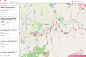 Với bản đồ mai anh đào Đà Lạt số, du khách có thể tra cứu thông tin chính xác về từng địa điểm, trạng thái của từng khu vực hoa nở. (Ảnh chụp màn hình)