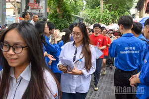 Theo các thí sinh, đề thi Ngữ văn năm nay có tính thời sự. (Ảnh: THẾ ĐẠI)