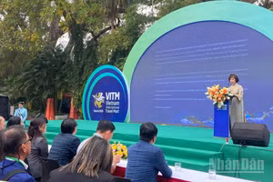 Phó Chủ tịch Thường trực Hiệp hội Du lịch Việt Nam Cao Thị Ngọc Lan phát biểu tại sự kiện. (Ảnh: CHIÊU ANH)