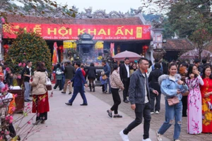 Khách du lịch đến đền Trần vào đầu năm mới. (Ảnh: TTXVN)