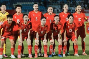 Đội hình xuất phát của Đội tuyển nữ Việt Nam. (Ảnh: TTXVN)