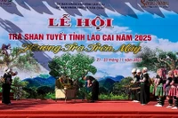 Tái hiện lễ cúng cây chè shan tuyết cổ. (Ảnh: THANH SƠN)