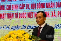 Đồng chí Trần Lưu Quang phát biểu tại buổi lễ. (Ảnh: THANH SƠN)