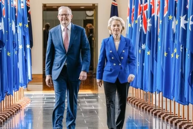 Chủ tịch Ủy ban châu Âu Ursula von der Leyen và Thủ tướng Australia Anthony Albanese. (Ảnh: europa.eu)