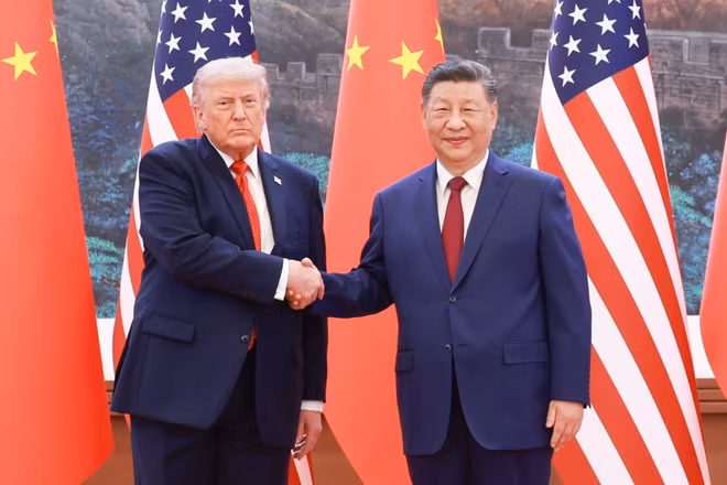 Chủ tịch Trung Quốc Tập Cận Bình và Tổng thống Mỹ Donald Trump tại cuộc hội đàm ở Bắc Kinh ngày 14/5/2026. (Ảnh: THX/TTXVN)