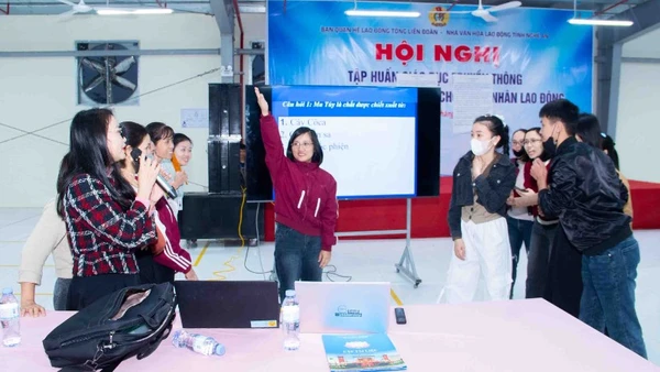 Công đoàn Công ty cổ phần Tập đoàn Thanh Chương tổ chức hội nghị tập huấn, giáo dục truyền thông về phòng, chống ma túy cho hơn 700 công nhân lao động. (Ảnh: DUY CHƯƠNG)