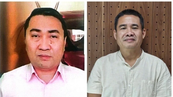 Bị can Lê Trung Khoa (bên trái) và bị can Đỗ Văn Ngà (bên phải).