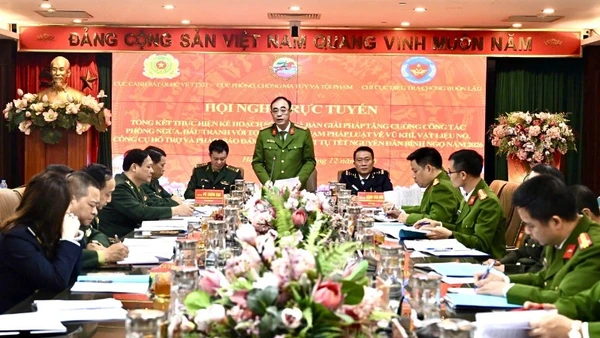 Hội nghị được tổ chức trực tuyến tới Công an 22 tỉnh, thành phố.