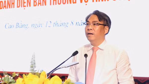 Bí thư Tỉnh ủy Cao Bằng Phan Thăng An phát biểu tại sự kiện. (Ảnh: Báo Cao Bằng)