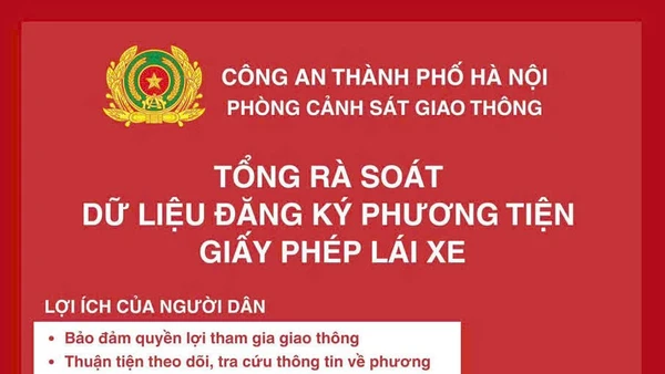 Thông báo của Công an Hà Nội về Tổng rà soát dữ liệu đăng ký phương tiện không yêu cầu cung cấp thẻ ngân hàng.