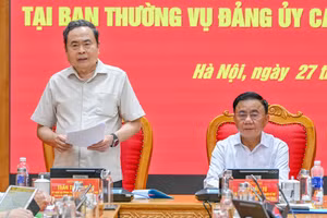 Đoàn kiểm tra số 11 do Chủ tịch Quốc hội Trần Thanh Mẫn làm Trưởng đoàn, tổ chức hội nghị thông qua báo cáo kết quả kiểm tra tại Ban Thường vụ Đảng ủy các cơ quan Đảng Trung ương. (Ảnh: THỦY NGUYÊN)