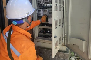 Công nhân EVNNPC trực tiếp kiểm tra công tơ tại hiện trường. (Ảnh: EVNNPC)