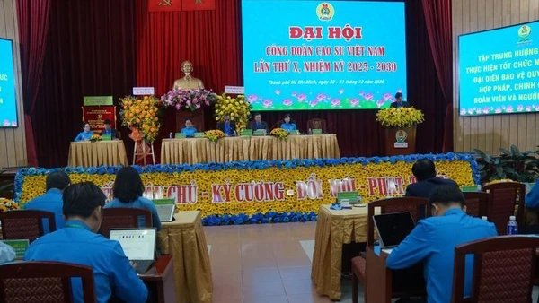 Quang cảnh Đại hội Công đoàn Cao-su Việt Nam lần thứ X, nhiệm kỳ 2025-2030 tại Thành phố Hồ Chí Minh.