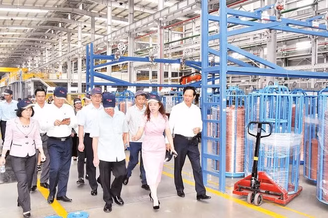 Lãnh đạo tỉnh Đồng Tháp đến thăm và tháo gỡ khó khăn cho doanh nghiệp tại Khu công nghiệp Long Giang (xã Tân Phước 3, tỉnh Đồng Tháp)