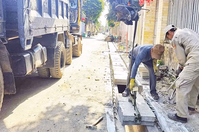 Thi công cống hộp bê-tông cốt thép cho hệ thống thoát nước đô thị Đông Hà.