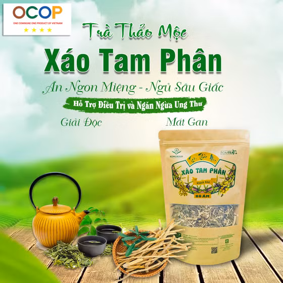 Trà thảo mộc xáo tam phân Khánh Hòa POMtea (trà ấm)
