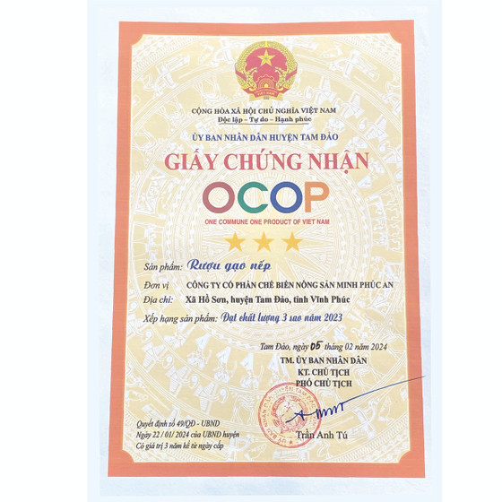 Rượu gạo nếp Minh Phúc An