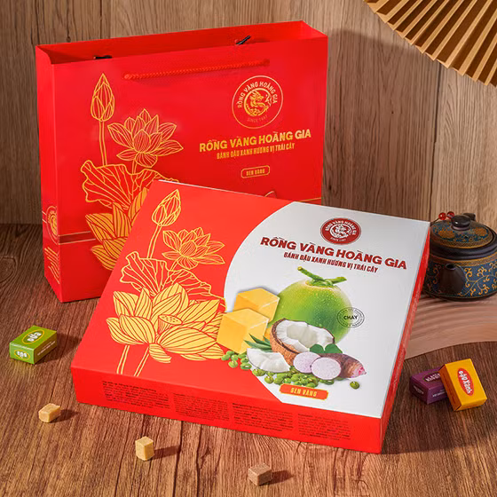 Bánh đậu xanh hương vị trái cây Rồng Vàng Hoàng Gia