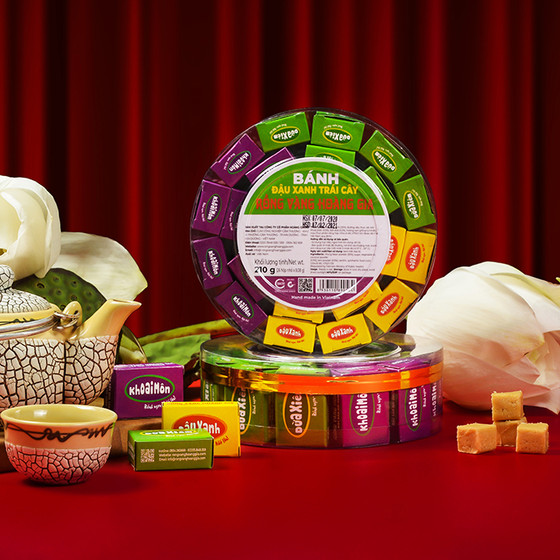 Bánh đậu xanh hương vị trái cây Rồng Vàng Hoàng Gia