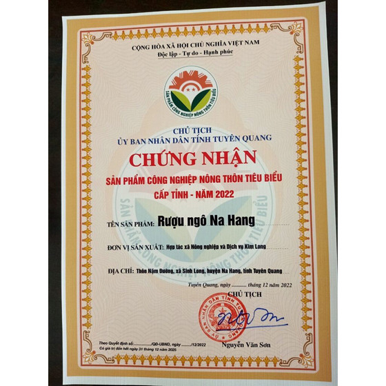 Rượu ngô Na Hang Kim Long