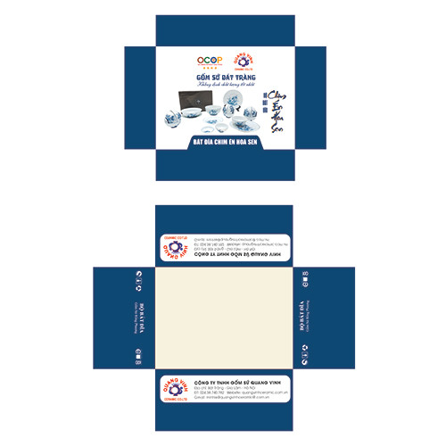 Bộ gốm sứ chim én hoa sen