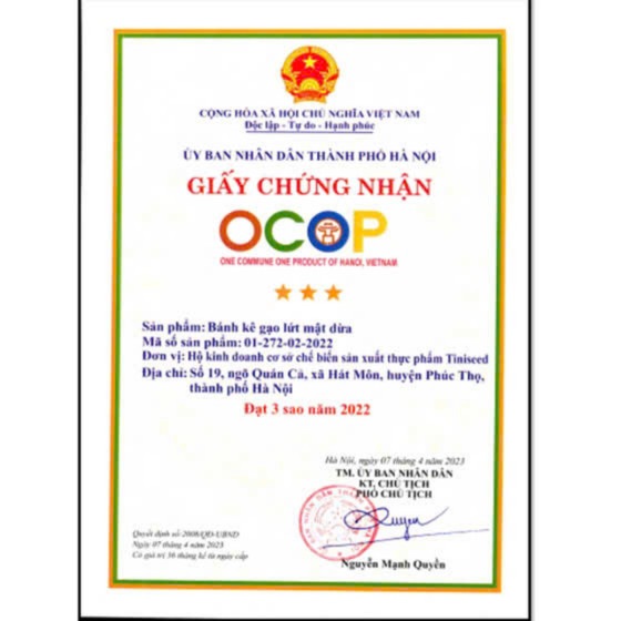 Bánh kê gạo lứt mật dừa Tiniseed